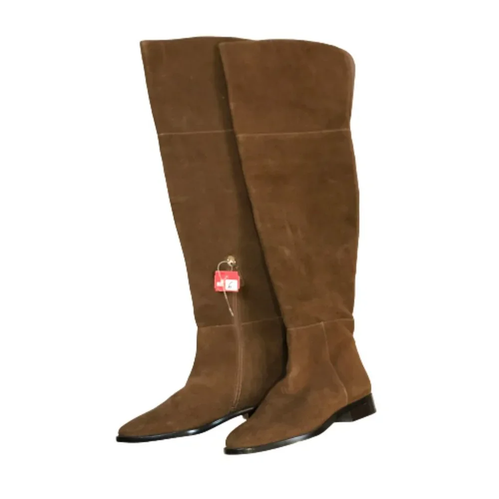 NWT Womens Size 6 J. Crew Walnut Brown Over-the-Knee Classic Suede Riding Boots